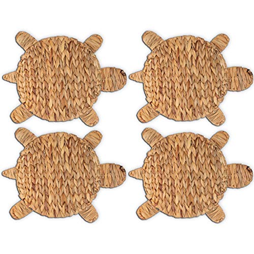 Woven Turtle Placemats Set of 4 (12.6"x17") – Water Hyacinth Placemats Indoor – Farmhouse Placemat for Dining Table – Boho Place mats – Wicker Rattan Place mats - style: Turtle 4 pack