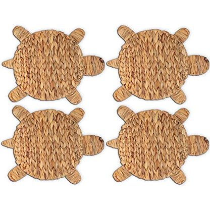 Woven Turtle Placemats Set of 4 (12.6"x17") – Water Hyacinth Placemats Indoor – Farmhouse Placemat for Dining Table – Boho Place mats – Wicker Rattan Place mats - style: Turtle 4 pack