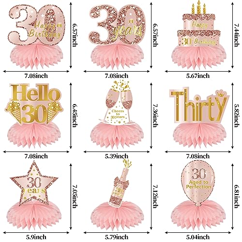 Turypaty Happy 30th Birthday Honeycomb Table Centerpieces Decorations Women - style: Pink Rose Gold 30th