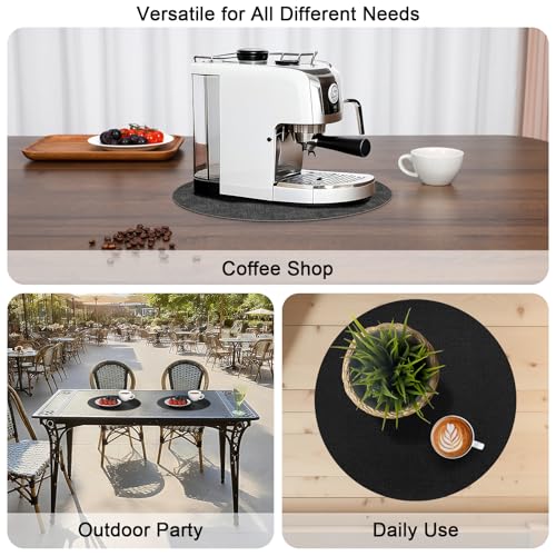 Myir JUN 14" Round Placemats Set of 4, Reversible Dual-Color Place Mats - color: Gray Black