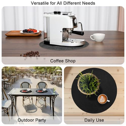 Myir JUN 14" Round Placemats Set of 4, Reversible Dual-Color Place Mats - color: Gray Black