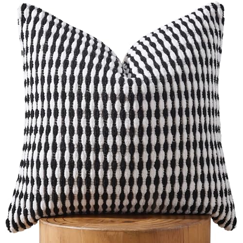 AmHoo Boho Chenille Pillow Cover,18 x 18-Inch Black - color: Black, size: 18" x 18" (Pack of 1)