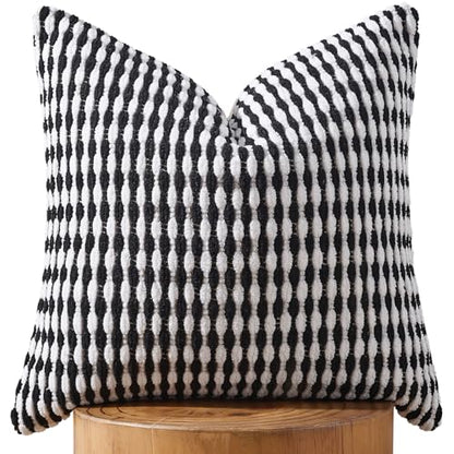 AmHoo Boho Chenille Pillow Cover,18 x 18-Inch Black - color: Black, size: 18" x 18" (Pack of 1)