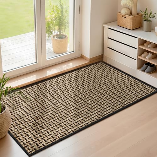 LEKEEPGO Door Mat Indoor Entrance 24"x47", Absorbent Indoor Door Mat Large, Non Slip Rubber Backing Inside Door Mats, Washable Floor Mat, Low-Profile Doormat for Front Door, Entryway, Entrance, Black - color: Black-1, size: 2' X 3'11" (Rectangular)