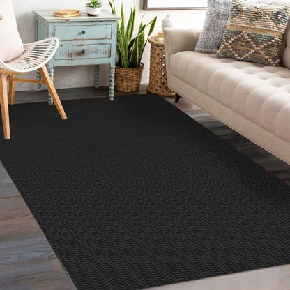 KOZYFLY 3x5 Washable Area Rug, Non Slip Woven Entryway Rug, Black/Grey - color: Black/Charcoal Grey, size: 3' x 5' (Rectangular)