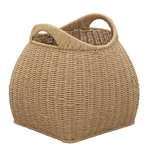 Household Essentials Paper Rope Basket with Handles, Natural - color: Natural Paper Rope