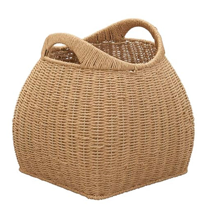 Household Essentials Paper Rope Basket with Handles, Natural - color: Natural Paper Rope