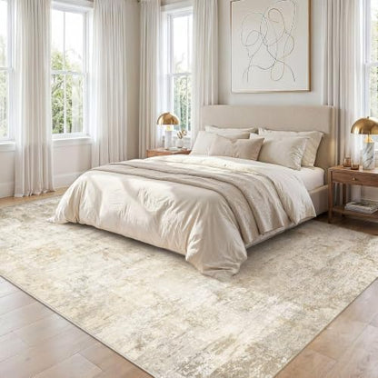 cotiled 9x12 Area Rugs Living Room: Washable Abstract Rug Beige - color: Beige, size: 9' x 12' (Rectangular)