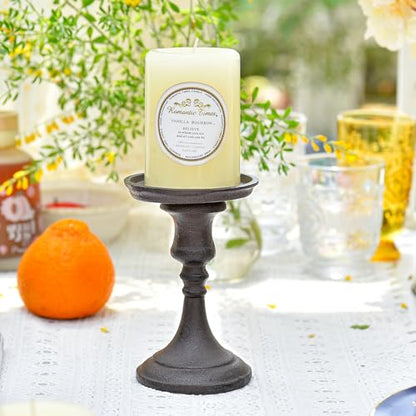 Sungmor Rustic Cast Iron Pillar Candle Holder, 5.9 Inches Tall - color: Small - 5.9inch Tall