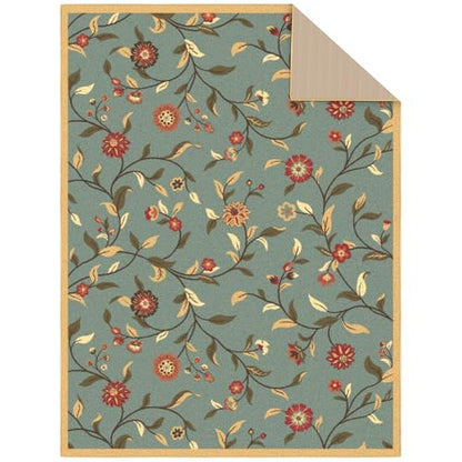 Ottomanson 5x7 Area Rugs for Living Room – Stain Resistant Bedroom Rug - color: Floral Seafoam Green
