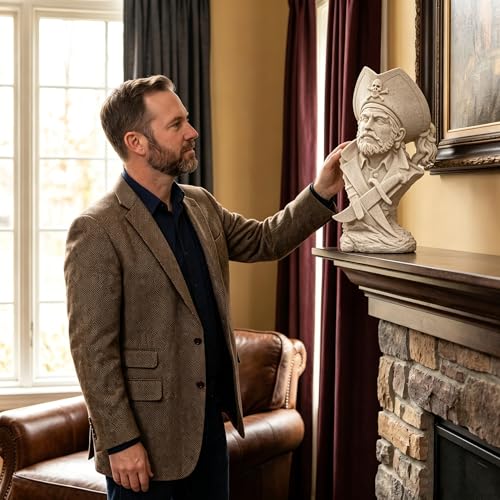 H&W Sandstone Pirate Figurine, Buccaneer Francis Drake Statue Decoration - color: Pirate