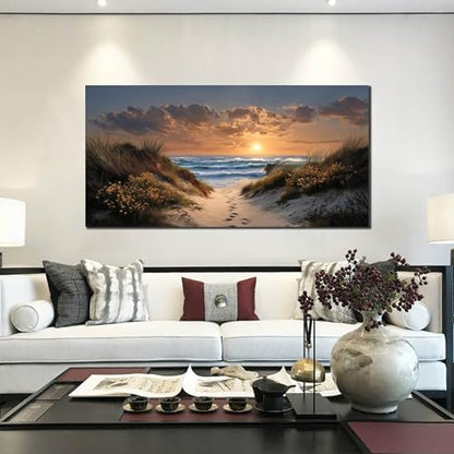 Ouzzlie Landscape Wall Art Brown Art for Living Room - color: Brown, size: 59"L x 29"W