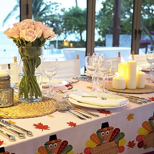 Turkey Thanksgiving decorations, Disposable Tablecloth, Plastic Table Cover for Autumn Party Decorations and Thanksgiving Party Decorations, 3 Pack, 54”x108” - style: Thanksgiving Turkey