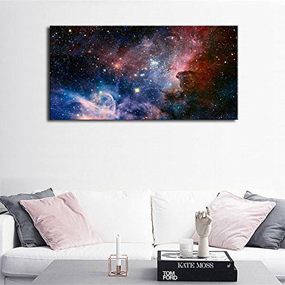 Outer Space Framed Canvas Wall Art Galaxy Nebula Starry Prints, 24"x48" - color: Dark Red Universe, size: 48"L x 24"W
