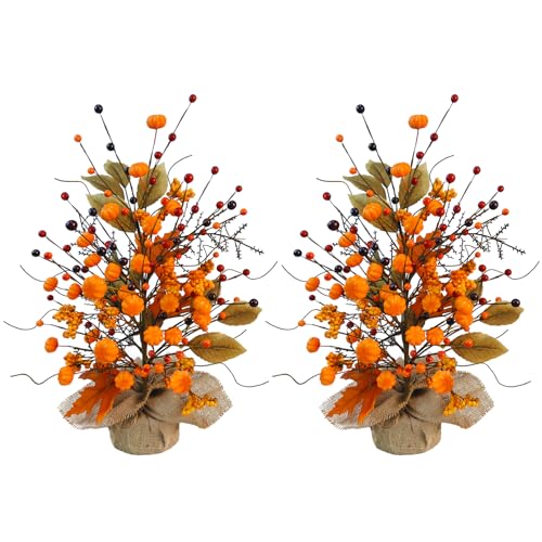 2 Pcs Artificial Fall Table Centerpieces, Faux Fall Tree Table Decor