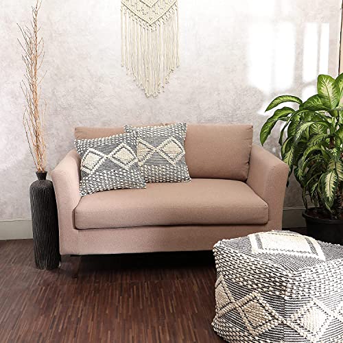 · REDEARTH · Boho Textured Handwoven Throw Pillow Cases - Diamond Medley - color: Diamond Medley Black, size: 18" x 18" (Pack of 2)