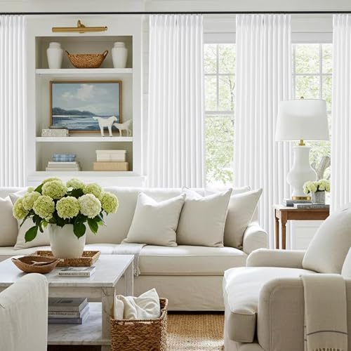 White Linen Pleated Curtains 63 Inch Length for Living Room - color: White, size: 40"W x 63"L (Pack of 2)