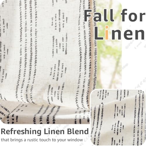 jinchan Linen Striped Tier Curtains for Kitchen Windows Black 26 x 24 inch - color: Boho Black | on Beige, size: 26"W x 24"L (Pack of 2)