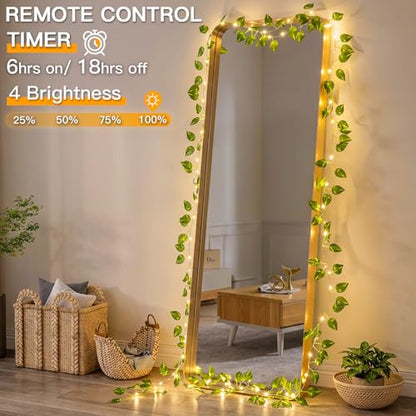 suddus 33FT 100LED Pothos Vine Fairy Lights Battery Operated Copper Wire - color: Pothos, size: 100 LED-Battery