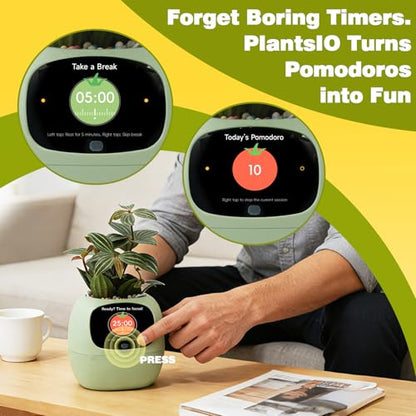 PLANTSIO Smart Plant Pot with Screen, 80ml Self-Watering Planter Green - color: Green