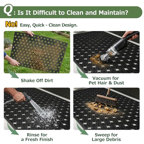 Matace Front Door Mat 24x36, Heavy Duty TPE Rubber Outdoor Doormat, Black