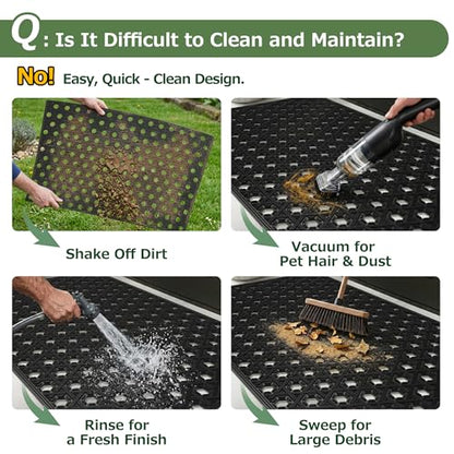 Matace Front Door Mat 24x36, Heavy Duty TPE Rubber Outdoor Doormat, Black