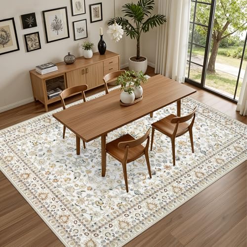10x12 Area Rugs Living Room: Washable Boho Rug for Bedroom Beige - color: Beige, size: 10' x 12' (Rectangular)