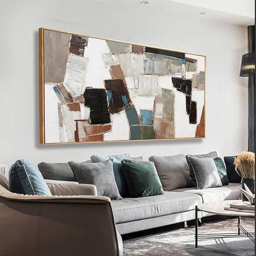 Abstract Wall Art Canvas Minimalist Geometric Line Art Painting Modern Artwork Wall Decor Modern Minimalism Artwork For Living Room Bedroom Dining Room Office 24x48 Inch Framed - color: Brown, size: 48"L x 24"W