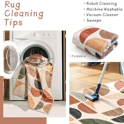 MUJOO Boho Runner Rug Washable,2x6 Area Rugs Non Slip Modern Abstract - color: Rust and Brown, size: 2' x 6' (Rectangular)