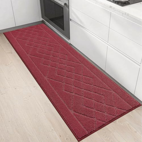 BEQHAUSE Kitchen Runner Rug Non Slip Kitchen Rugs, 20" x 59", Red - color: Burgundy Red, size: 20" X 59"