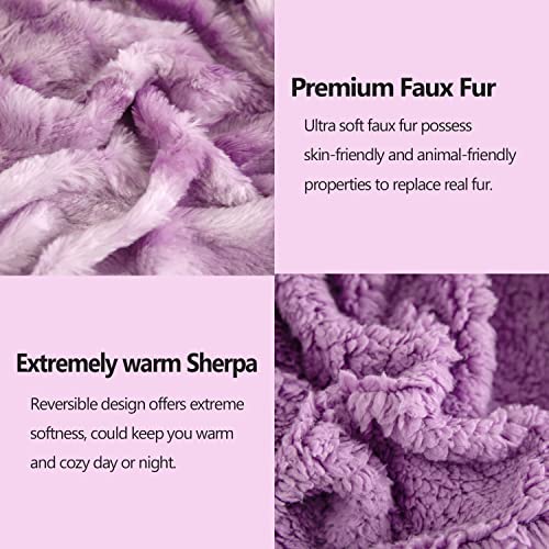 NEWCOSPLAY Faux Fur Sherpa Throw Blanket for Couch, Light Purple, 40"x50" - color: Light Purple, size: Throw(40"x50")