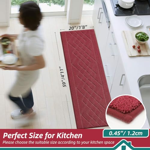 BEQHAUSE Kitchen Runner Rug Non Slip Kitchen Rugs, 20" x 59", Red - color: Burgundy Red, size: 20" X 59"