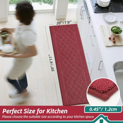 BEQHAUSE Kitchen Runner Rug Non Slip Kitchen Rugs, 20" x 59", Red - color: Burgundy Red, size: 20" X 59"