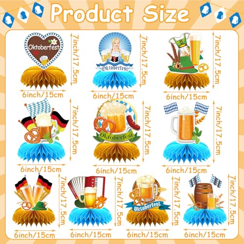 10Pcs Oktoberfest Honeycomb Centerpieces Bavarian Party Table Decor - style: Oktoberfest Style