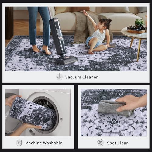 Ciicool 2x6ft Runner Rug,Small Throw Runners for Hallway Kitchen Entryway - color: Grey/Black, size: 2' x 6' (Runner)