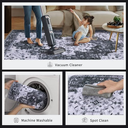 Ciicool 2x6ft Runner Rug,Small Throw Runners for Hallway Kitchen Entryway - color: Grey/Black, size: 2' x 6' (Runner)
