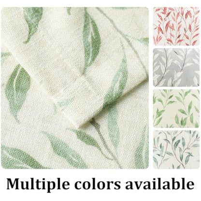 VOGOL Leaf Pattern Valance, Faux Linen Window Topper, 60x18, Green - color: Green, size: 60"W x 18"L (Pack of 1)