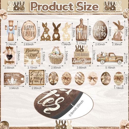 Amyhill 24 Pcs Easter Tiered Tray Decor Bunny Carrot Farmhouse Easter Decorations Spring Wooden Signs Happy Tiered Tray Decor for Home Kitchen Coffee Bar Table Shelf - style: Retro Easter