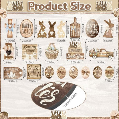 Amyhill 24 Pcs Easter Tiered Tray Decor Bunny Carrot Farmhouse Easter Decorations Spring Wooden Signs Happy Tiered Tray Decor for Home Kitchen Coffee Bar Table Shelf - style: Retro Easter