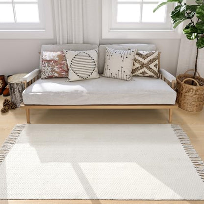Lahome Boho Bathroom Rugs, 3x5 Washable Area Rug for Kitchen Bedroom Entry - color: Beige/White, size: 3' x 5' (Rectangular)
