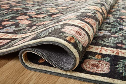 Loloi Rifle Paper Co Eden Mughal Garden Black 2'-6" x 9'-6" Runner Rug - color: Mughal Garden Black, size: 2'6" x 9'6" (Rectangular)