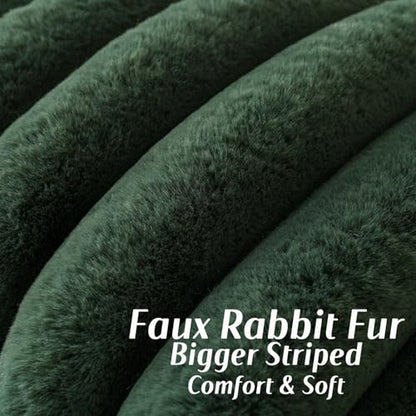 FUTEI Pack of 2 Faux Rabbit Fur Throw Pillow Covers 18x18 Inch, Dark Green - color: Dark Green, size: 18" x 18" (Pack of 2)