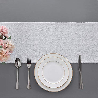 Pufogu 12 x 72 inches White Sequin Table Runner, 2 Packs - color: White