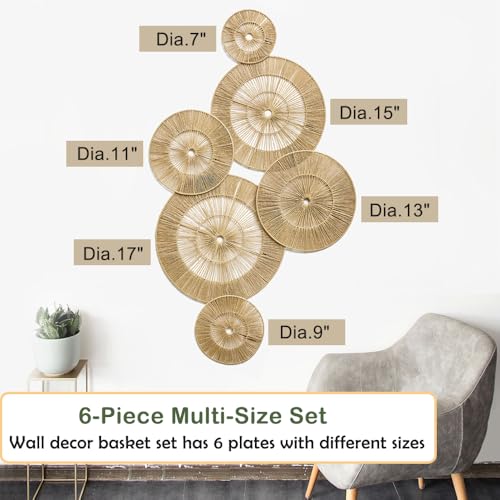 SOONOW Boho Wall Baskets Decor, 6 Pack (17", 15", 13", 11", 9", 7") - size: Large