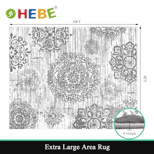 HEBE Area Rug for Living Room 8'x10', Washable Non Slip Boho Bedroom Rug - color: Grey, size: 8' x 10' (Rectangular)