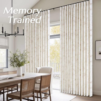 BILEEHOME Coffee Flower Print Pinch Pleated Linen Curtains 96 Inch Long - color: Coffee, size: 40"W x 96"L (Pack of 2)