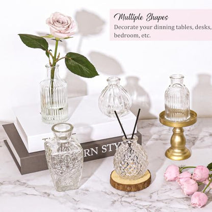 Set of 36 Glass Bud Vases Small Flower Vases for Centerpieces - color: Clear