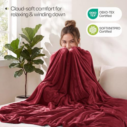 Soft Fleece Blanket for Bed Twin Size Burgundy (60x80 Inch) - color: Burgundy, size: Twin (60x80 Inch)