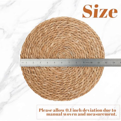 Round Woven Placemats Set of 6, 12 Inch Boho Farmhouse Rattan Placemats Rustic Braided Wicker Table Place Mats Chargers for Dinner Plates - size: 12 Inch Set of 6