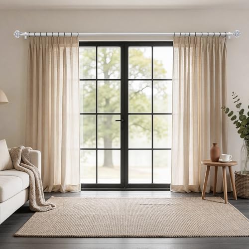 2 Pack Curtain Rods, 1 Inch Telescoping Drapery Rod 28 to 48 inch (2.3 to 4ft), USFOOK Curtain Rods for Windows 16 to 44 Inches, Silver Translucent Finials - color: Silver, size: 28-48"(2 Pack)